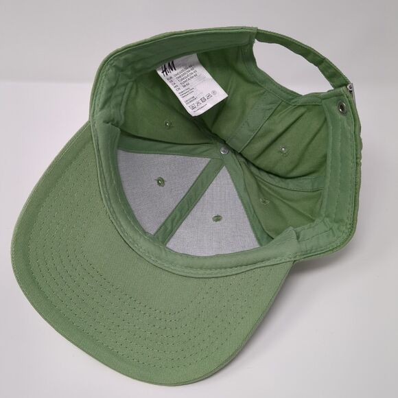 H&M Slideback Hat Solid Green One Size Adjustable Blank 6 Panel - Picture 6 of 9